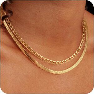 Stunning Layered Gold Necklaces Set - 18K Gold Plated & Waterproof Elegance